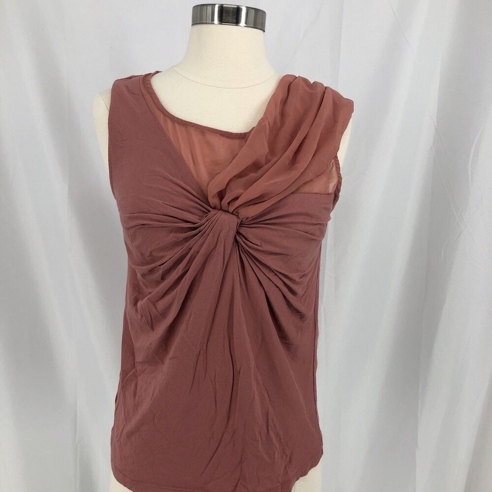 Ann Taylor, Pink, Sleeveless, Ruched Round Neck, Tank Top, Women’s Size Medium